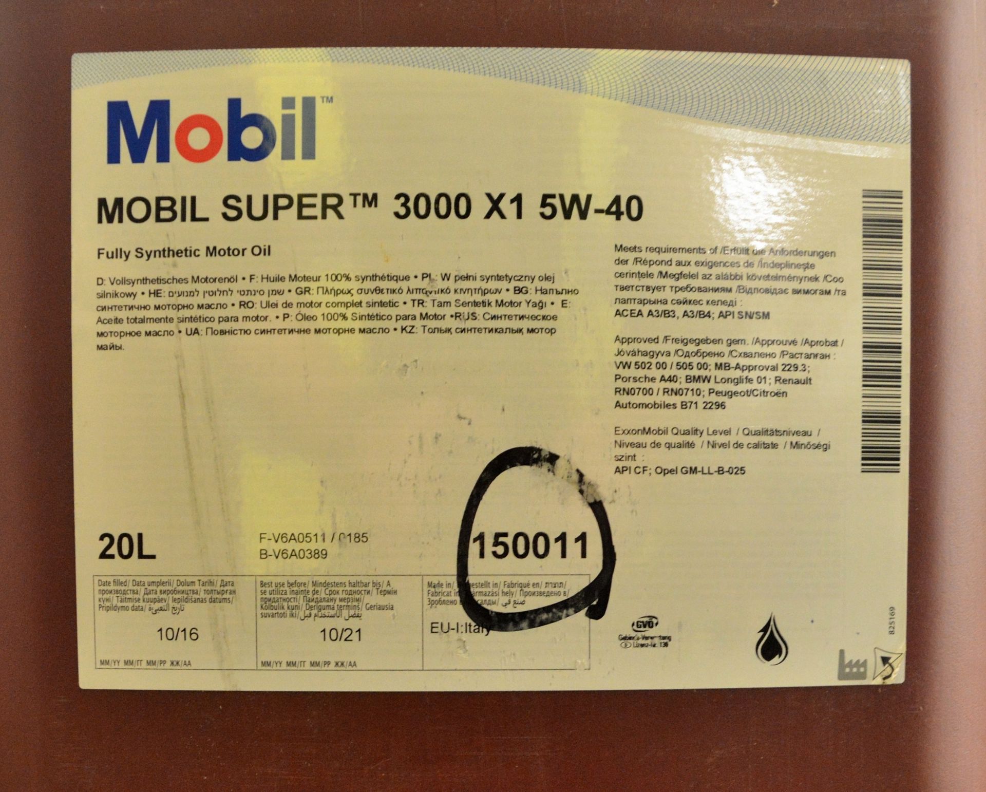 20L Mobil Super 3000 X1 5W-40 Fully Synthetic Motor Oil - Image 2 of 2