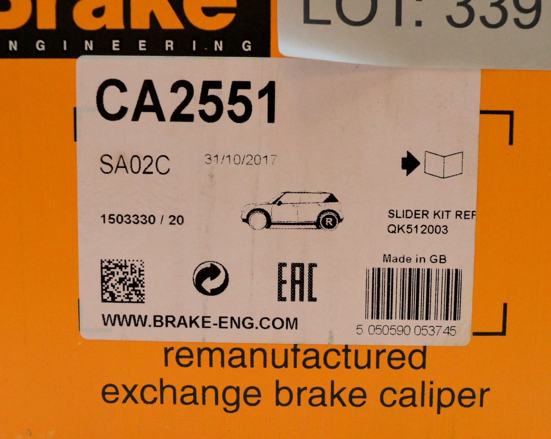 Brake Engineering Brake Caliper CA2551 - Image 2 of 2