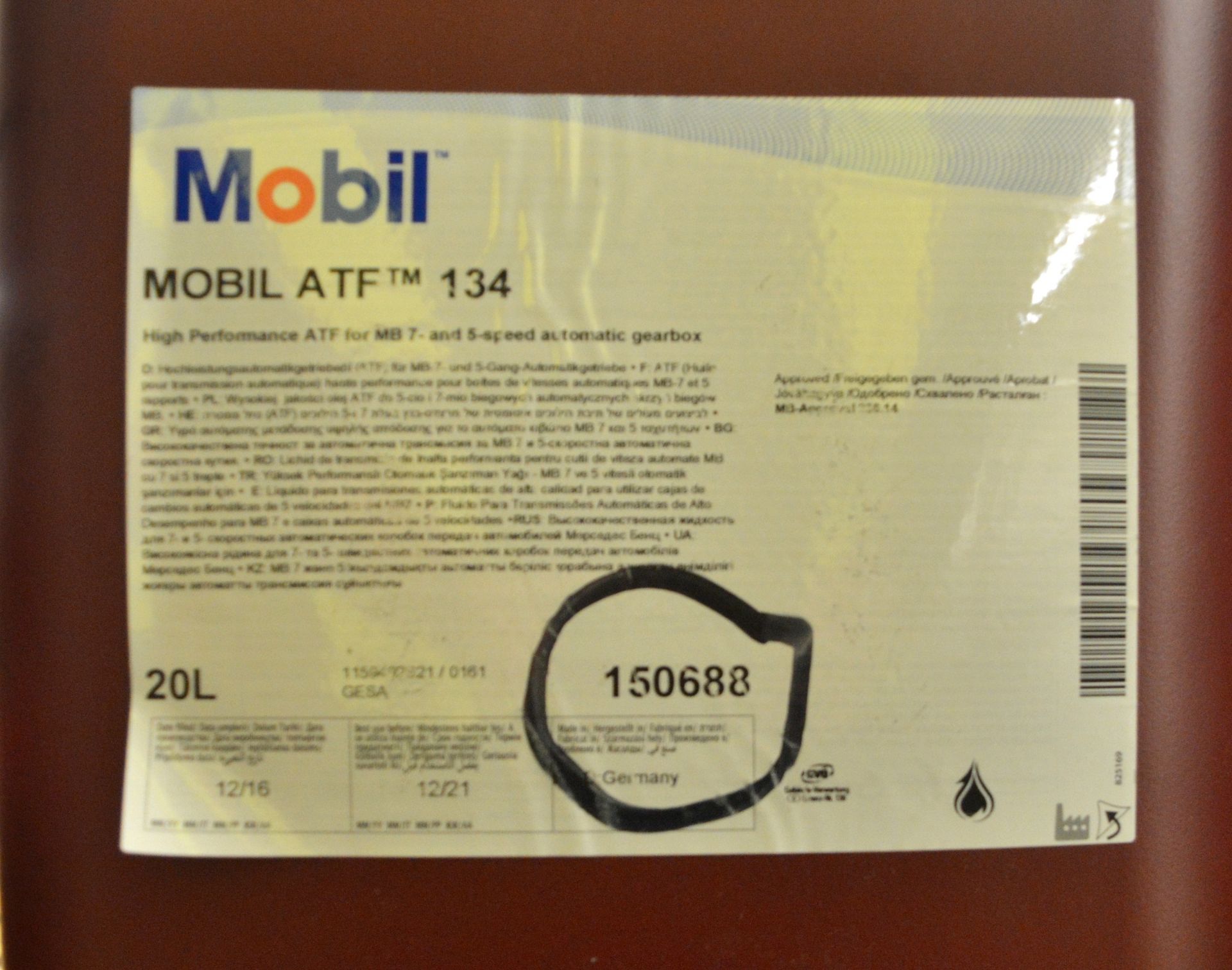 20L Mobil ATF 134 Automatic Gearbox Oil - Image 2 of 2