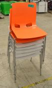 7x Plastic Chairs (2x Orange and 5x White)