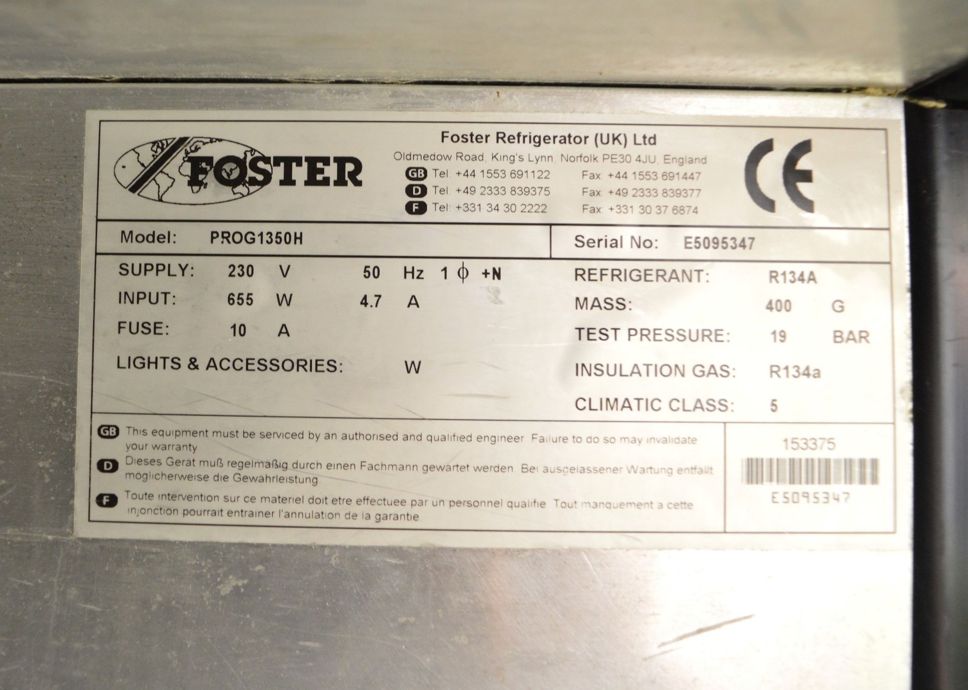 Foster PROG1350H Double Door Refrigerator - Image 6 of 8