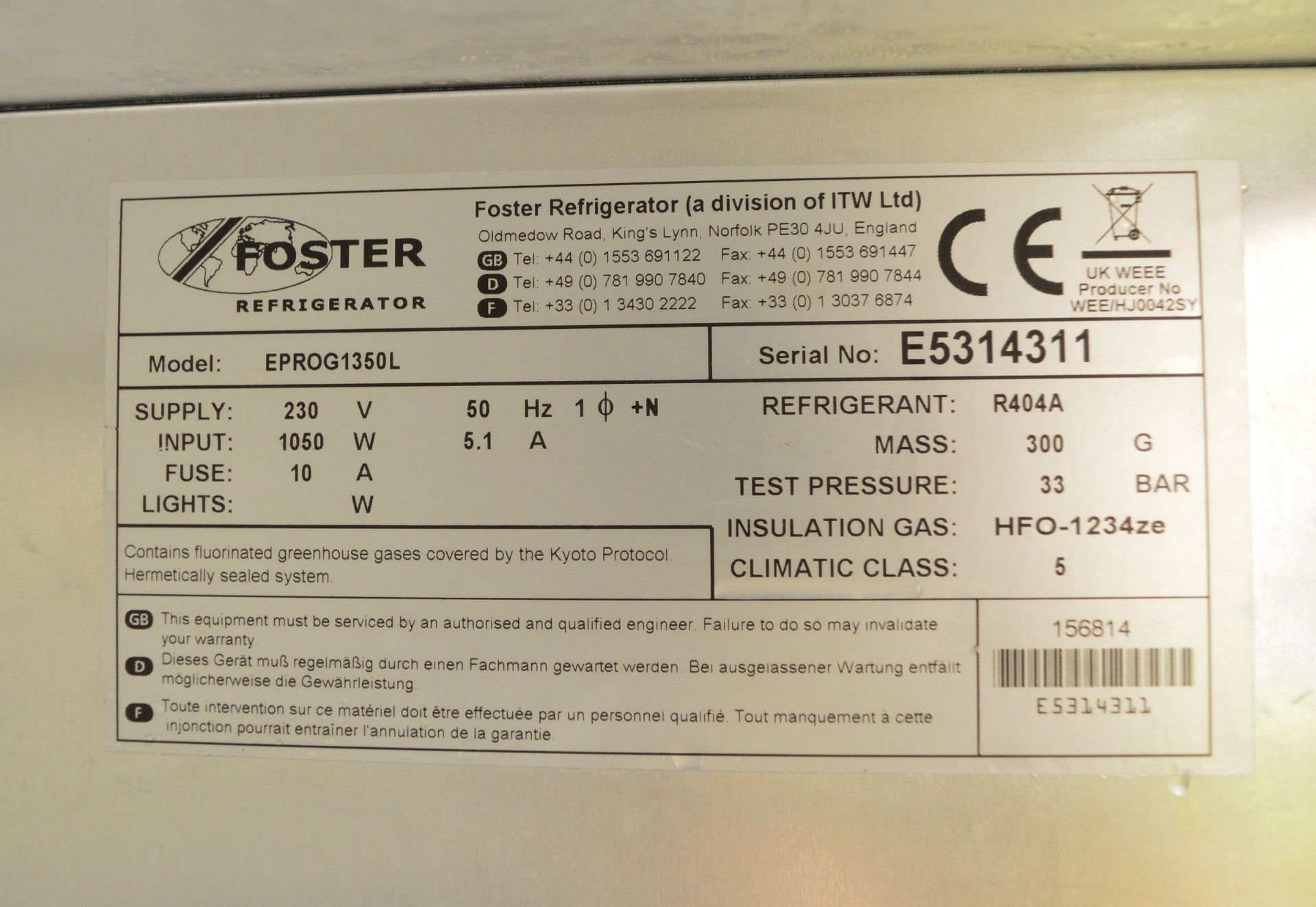 Foster EPROG1350L Double Door Freezer - Image 6 of 8