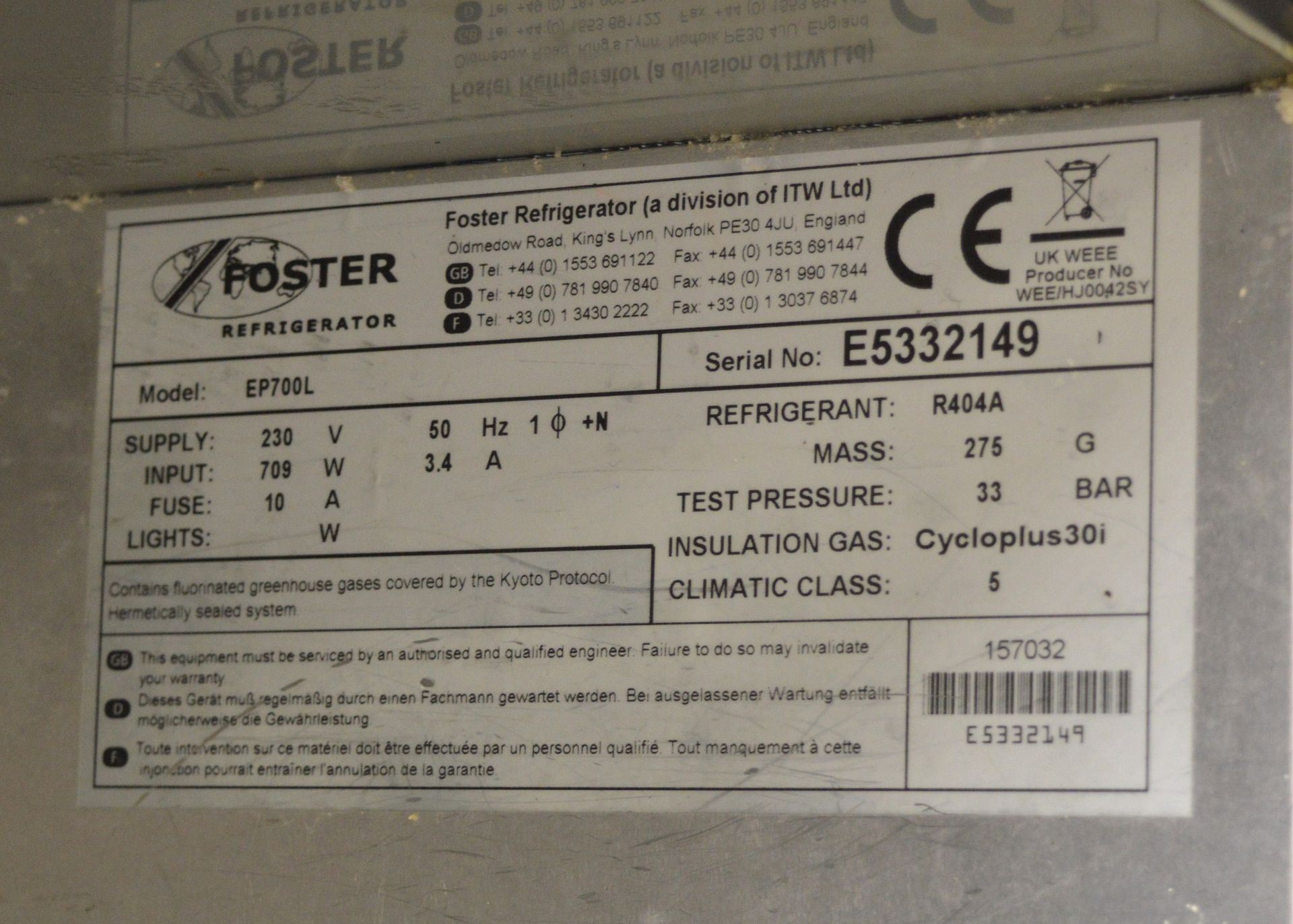 Foster ECOPRO G2 EP700L Upright Single Door Freezer - Image 6 of 7