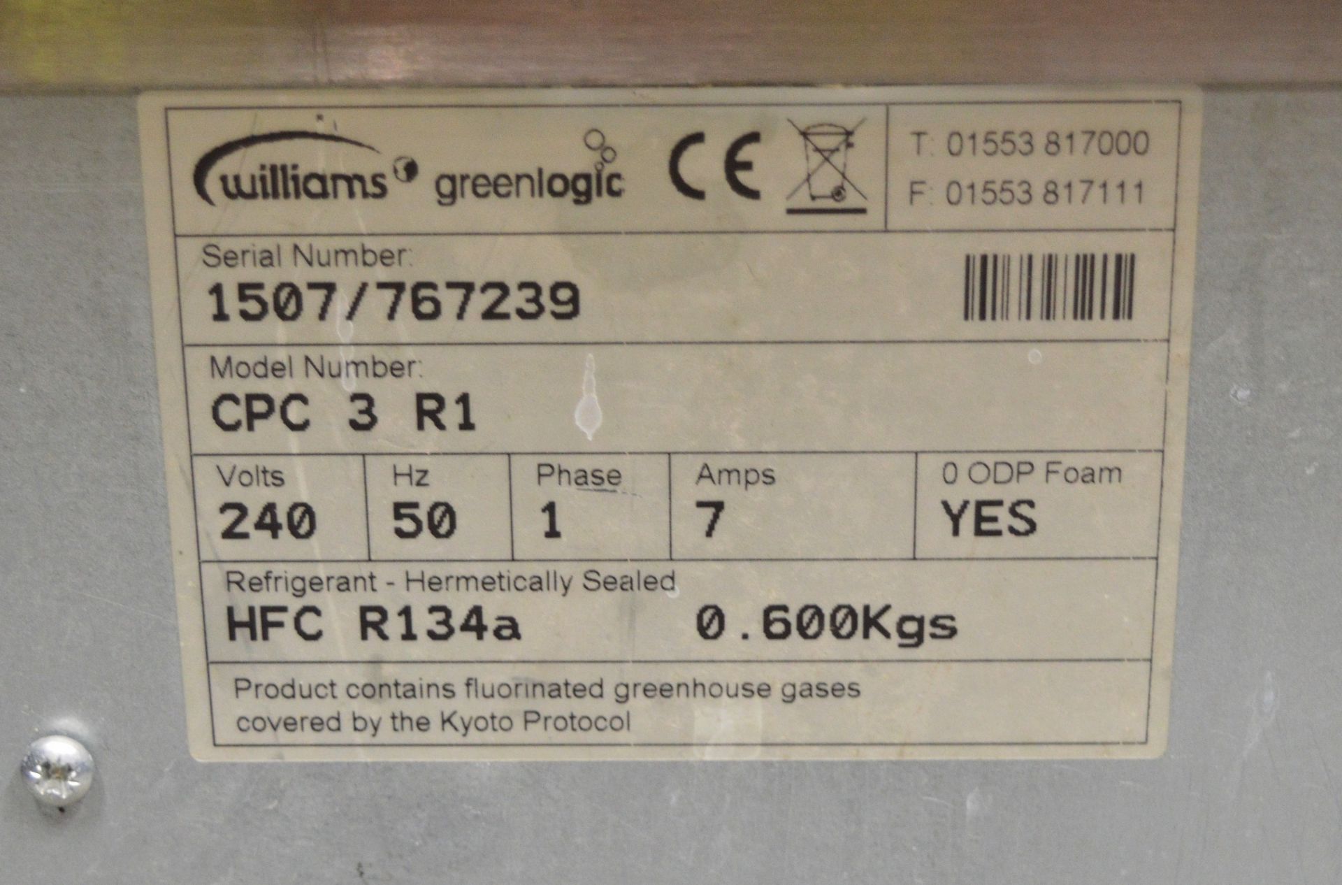 Williams CPC 3 R1 3 Door Refrigerated Preparation Counter - Image 9 of 10