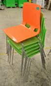 6x Plastic Chairs - (5x Green and 1x Orange)