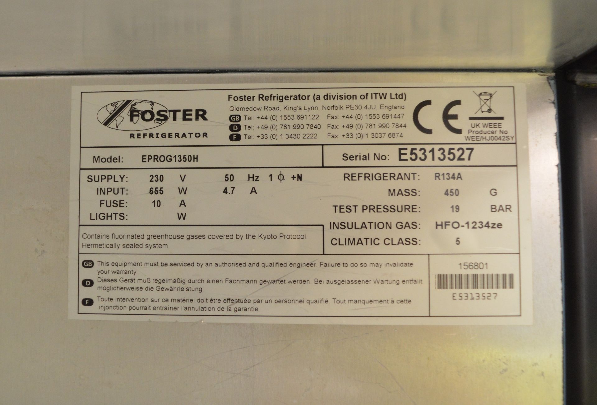 Foster EPROG1350H Double Door Refrigerator - Image 6 of 8