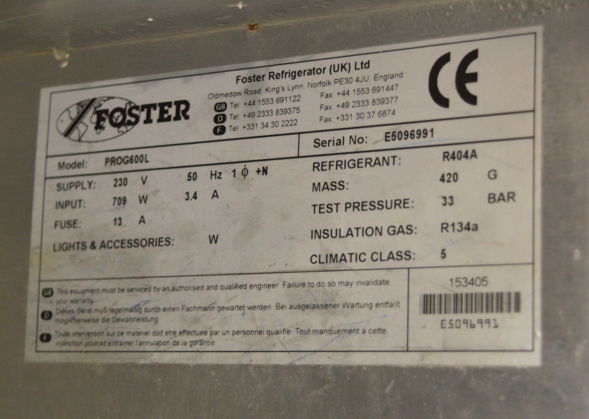 Foster PROG600L Upright Single Door Freezer - Image 6 of 7