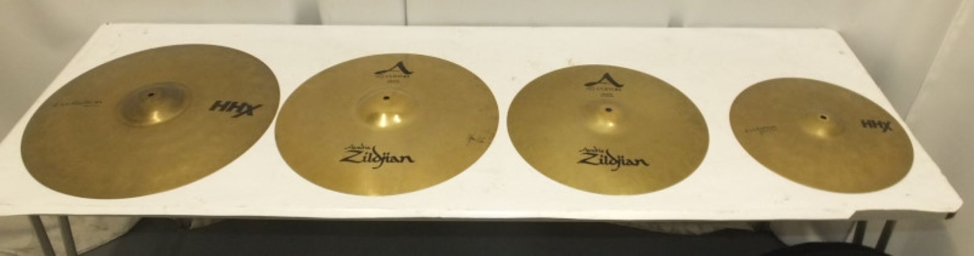 16" & 18" Zildjian A Custom Crash Cymbals (dent to 18" rim), Sabian 14" HHX Evolution Hi-Hats & more