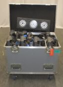 8x Showtec Arc-Bar 3 LED Projectors in Wheeled Amptown Flight Case - L850 x D530 x H780mm