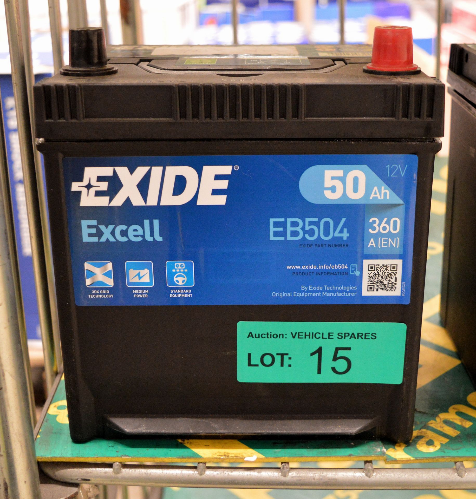 Exide Excell EB504 12V 50Ah 360A Battery