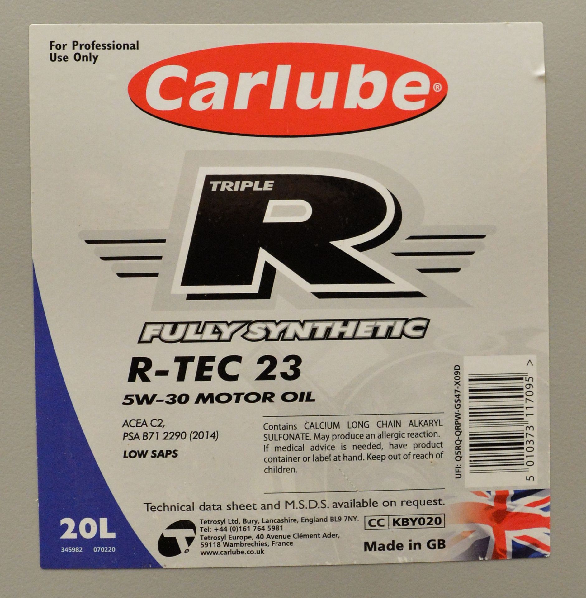 20L Carlube 5W-30 R-Tec 23 Fully Synthetic Motor Oil - Image 2 of 2