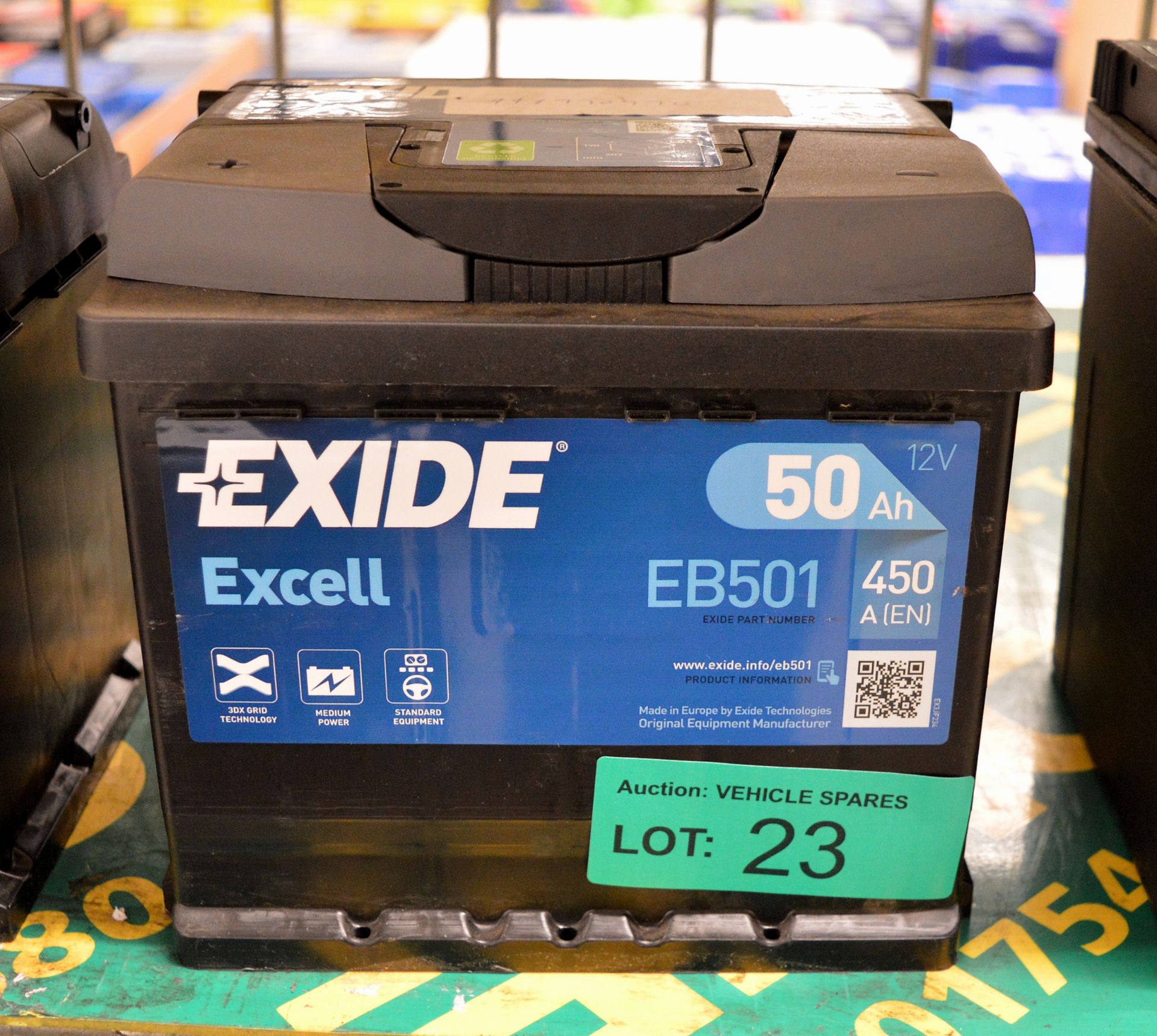 Exide Excell EB501 12V 50Ah 450A Battery