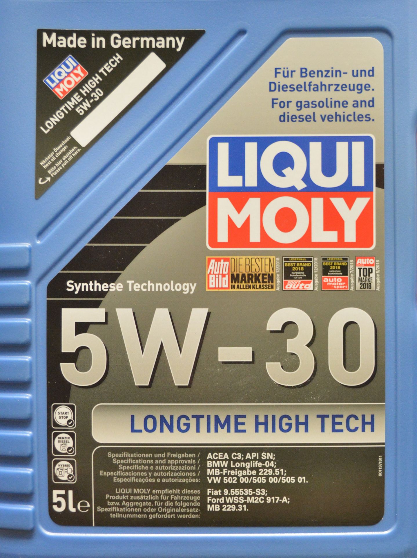 3x 5L Liqui Moly 5W-30 Longtime High Tech Motor Oil - Image 2 of 2