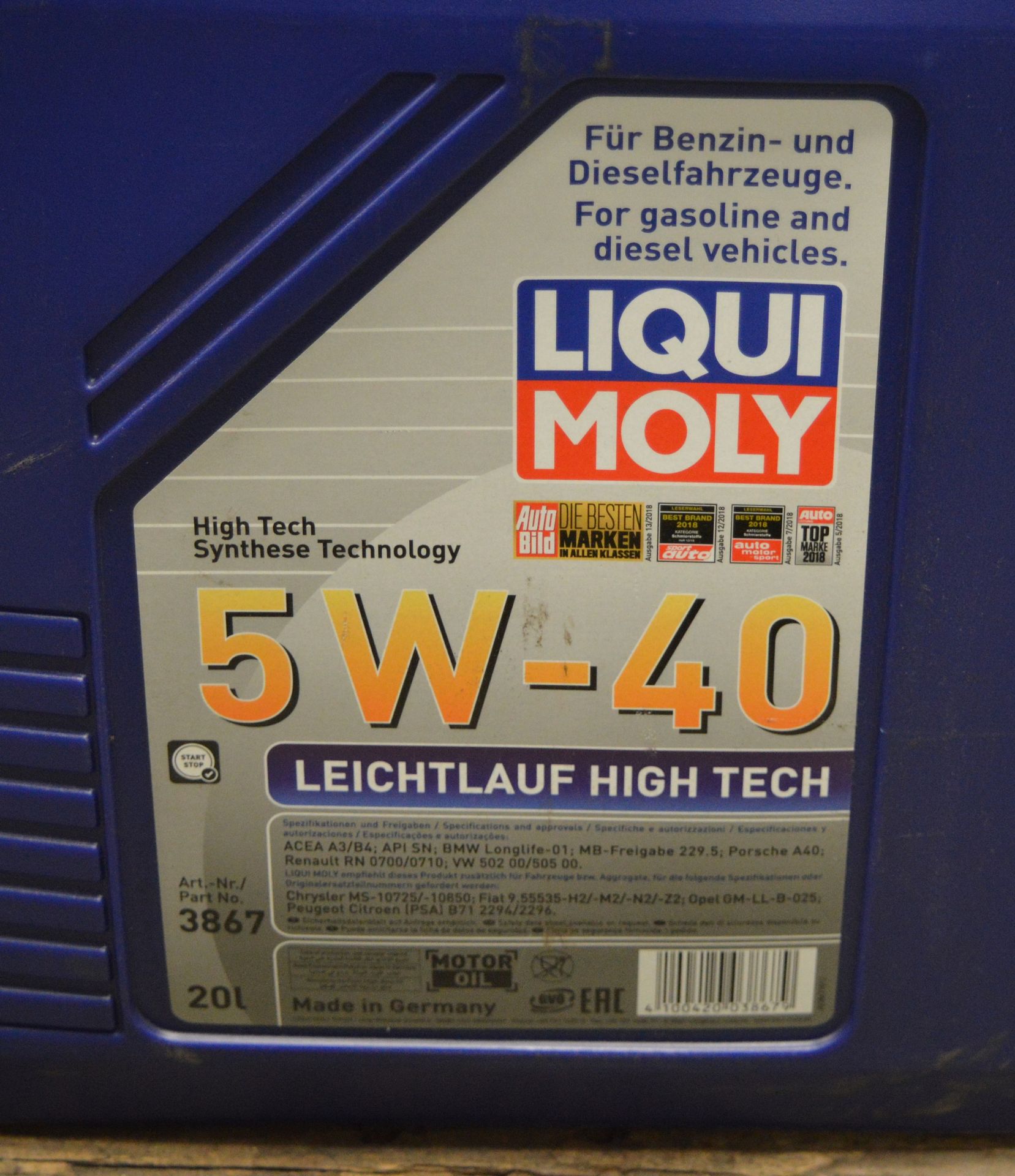 20L Liqui Moly 5W-40 Leichtlauf High Tech Motor Oil - Image 2 of 2