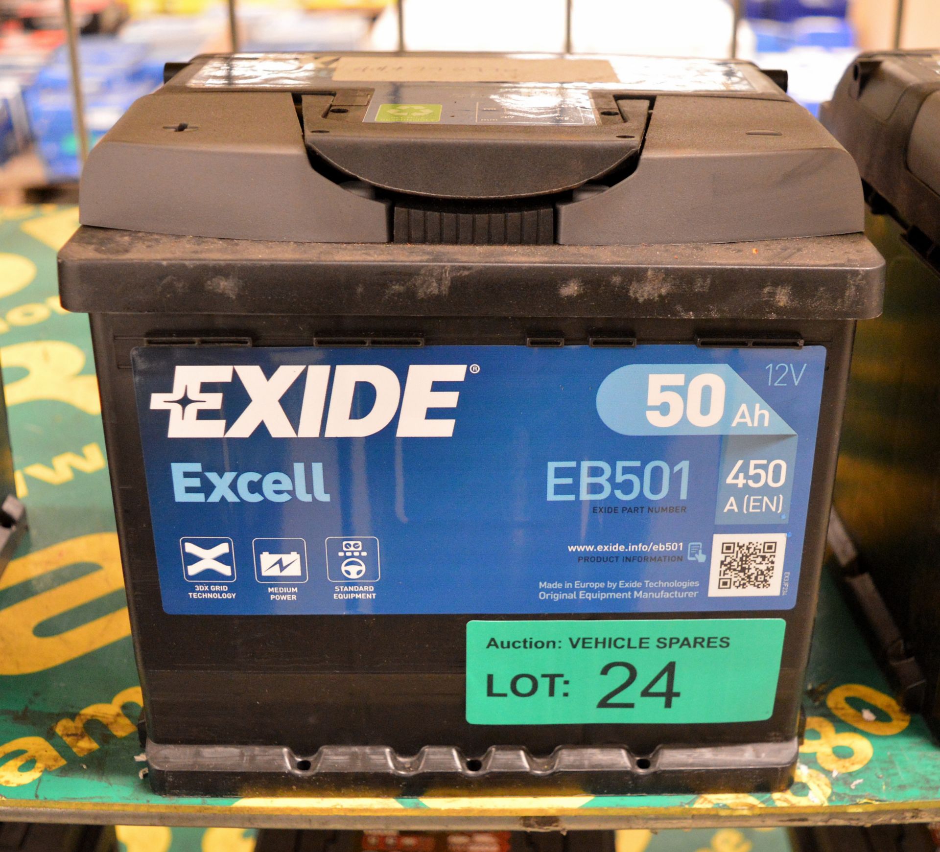 Exide Excell EB501 12V 50Ah 450A Battery