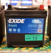 Exide Excell EB504 12V 50Ah 360A Battery