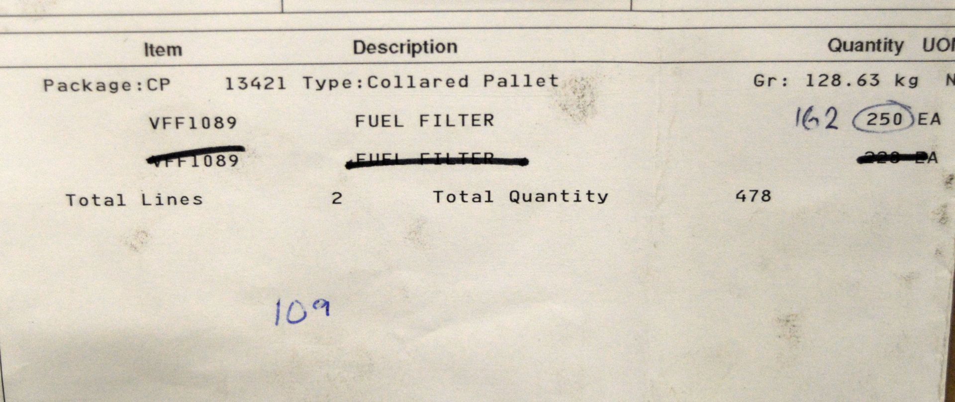 Vehicle Parts - fuel filters - see picture for itinerary for model numbers and quantites - - Image 5 of 5
