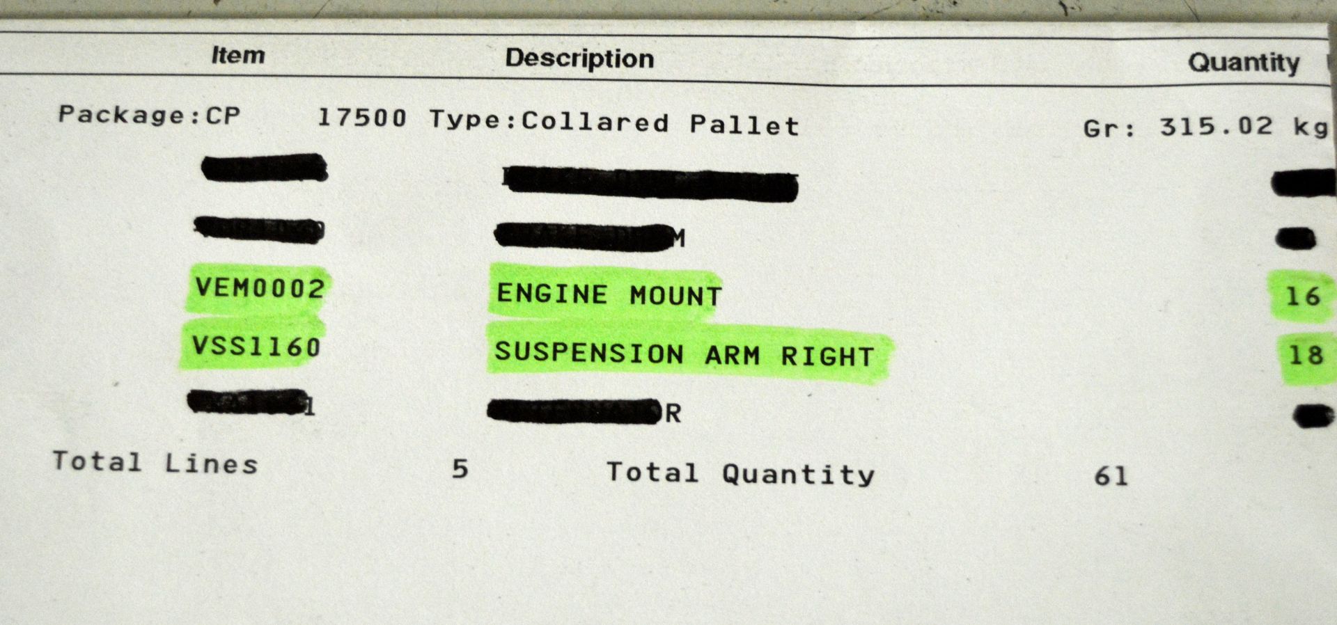 Vehicle parts - engine mounts, suspension arms RH - see picture for itinerary for model nu - Image 5 of 6