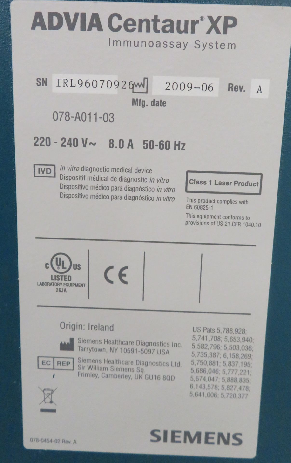 Siemens ADVIA Centaur XP Immunoassay System. As Spares - Includes Computer, Monitor & Printer - Image 15 of 15