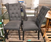 4x High back fabric dining chairs