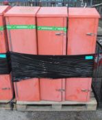 3x Red Fibreglass Empty Hose Cabinets L 730mm x W 380mm x H 1320mm