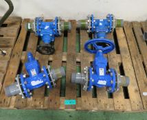 2x Belgecast BV-05-47 Gate Valves, AVR BS5163-B-PN16-70oC Gate Valve (no handle) & AVR BS5