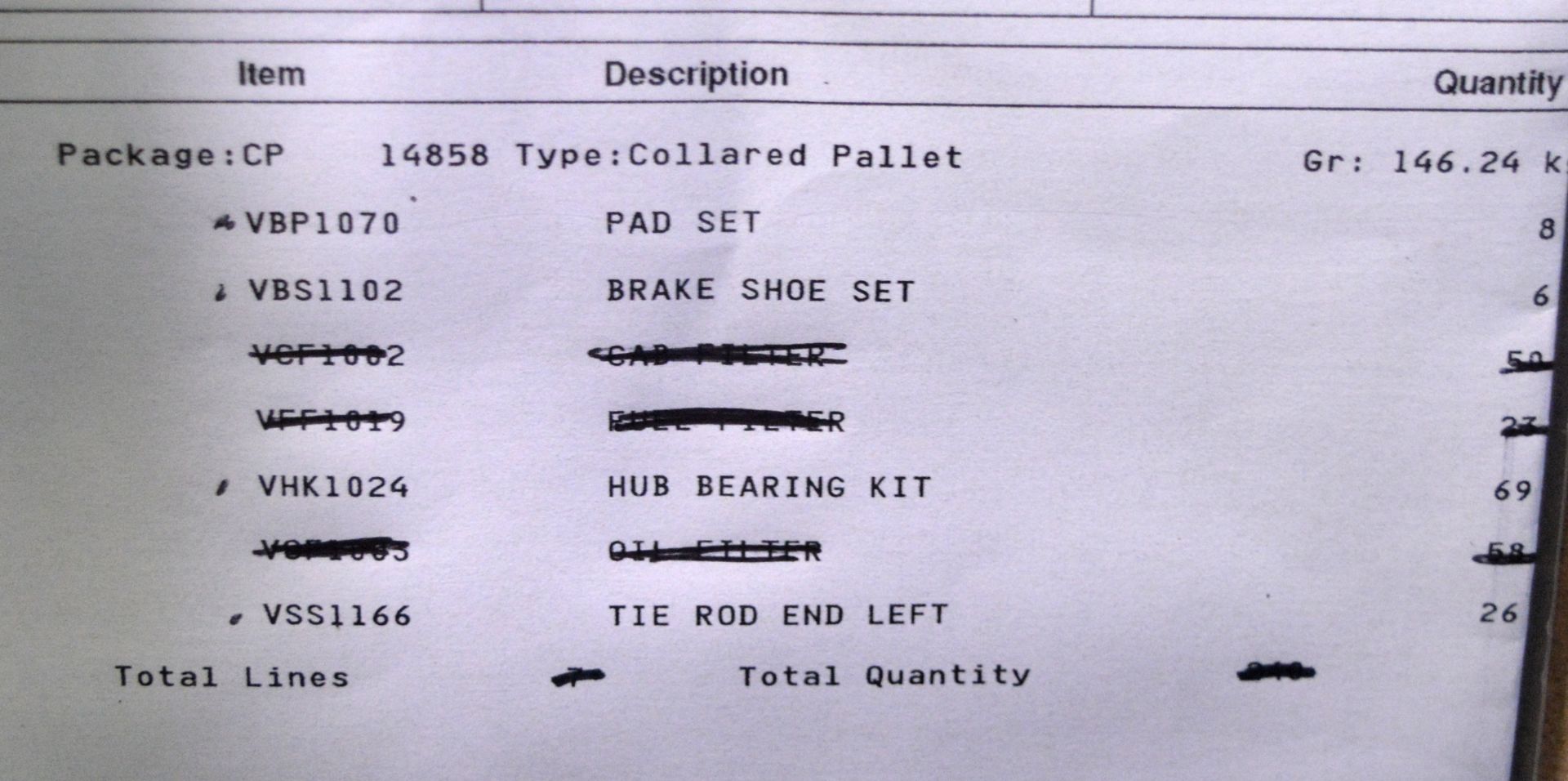 Vehicle parts - brake shoe sets, hub bearing kits, tie rod end left assemblies- see pictur - Image 8 of 8