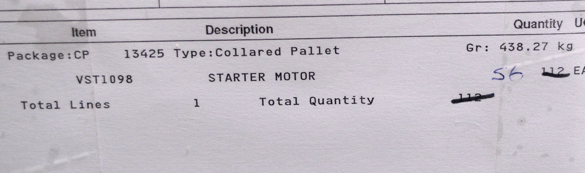 Vehicle parts - starter motors - see picture for itinerary for model numbers and quantites - Image 3 of 3