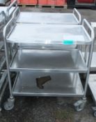 2x Mobile Stainless steel 3-Shelf Food Trollies L 820mm x W 500mm x H 950mm