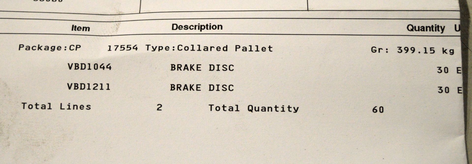 Vehicle Parts - brake discs - see picture for itinerary for model numbers and quantites - - Image 4 of 5