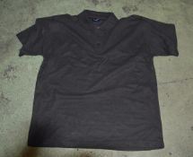 8x black polo shirts - 1x Medium, 5x Large, 2x XLarge