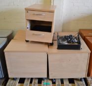 5x 3 Drawer cabinets on wheels plus phone headsets