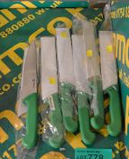 6x Catering Knives Green Handles