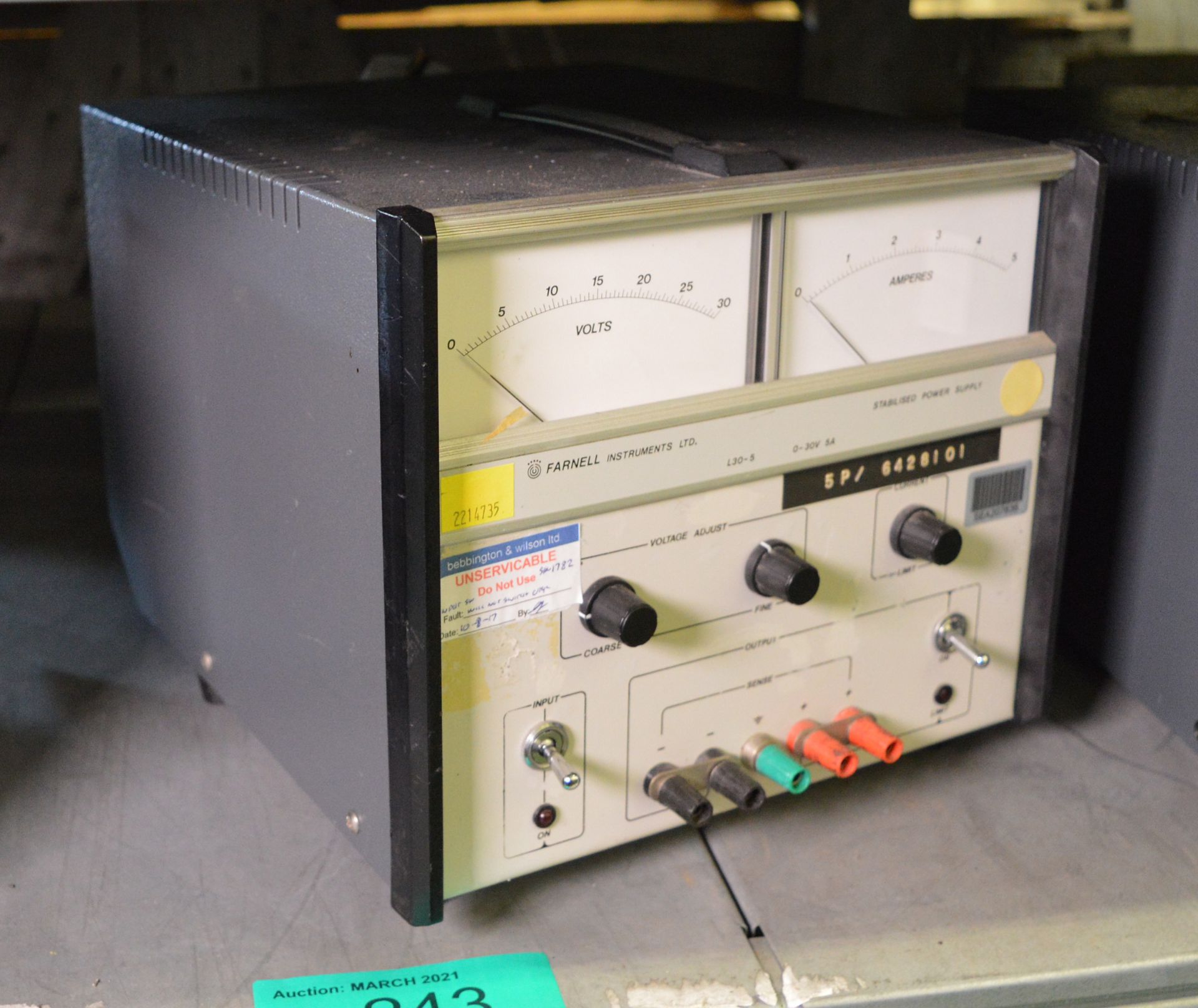 Farnell Type L30-5 Stabilised Power Supply 0030v 5A - Image 2 of 2