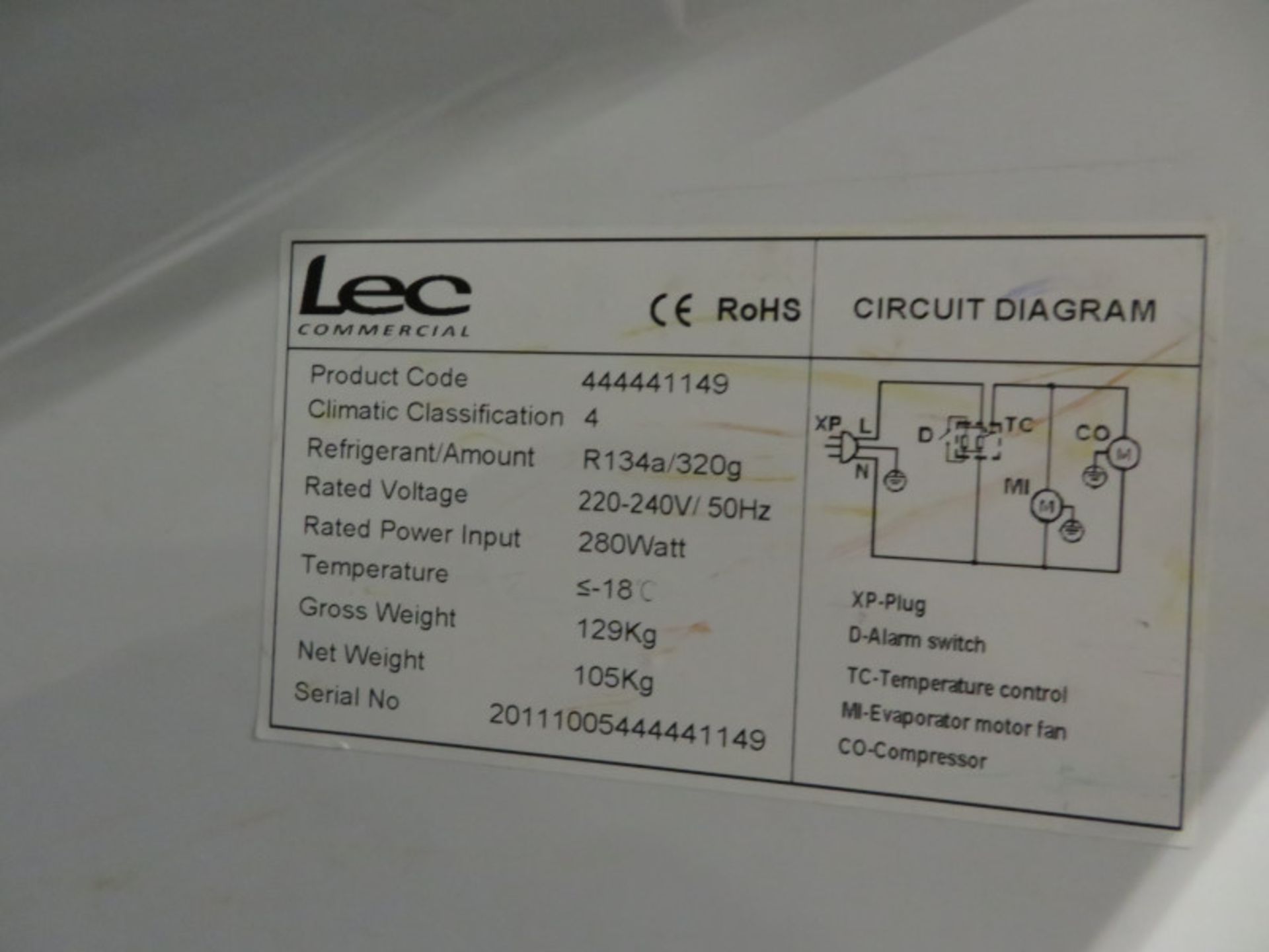 LEC Platinum single door freezer - 770mm x 700mm x 1980mm - Image 4 of 4