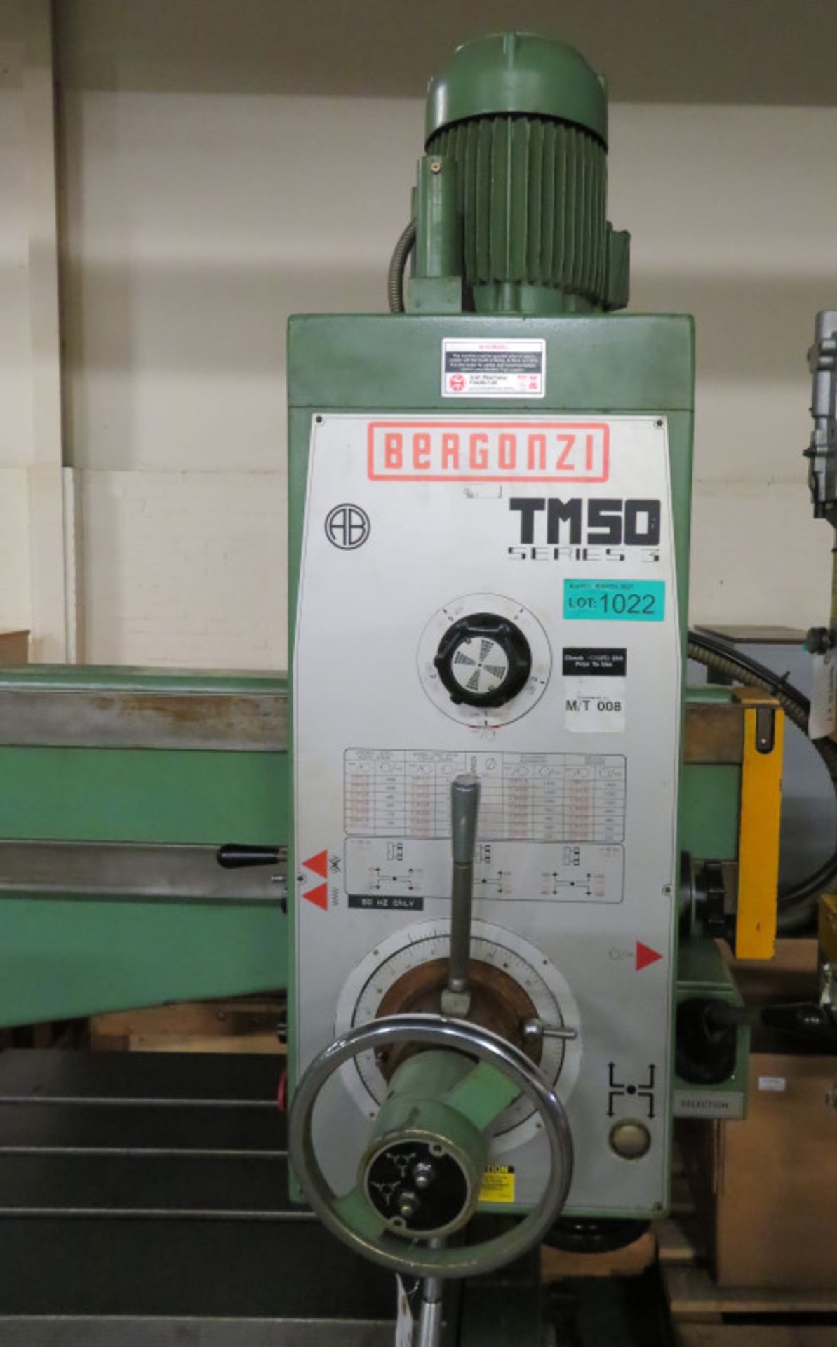 Bergonzi TM50 Series 3 Radial Arm Drill Machine - damaged front wheel - with machine block - Image 5 of 7