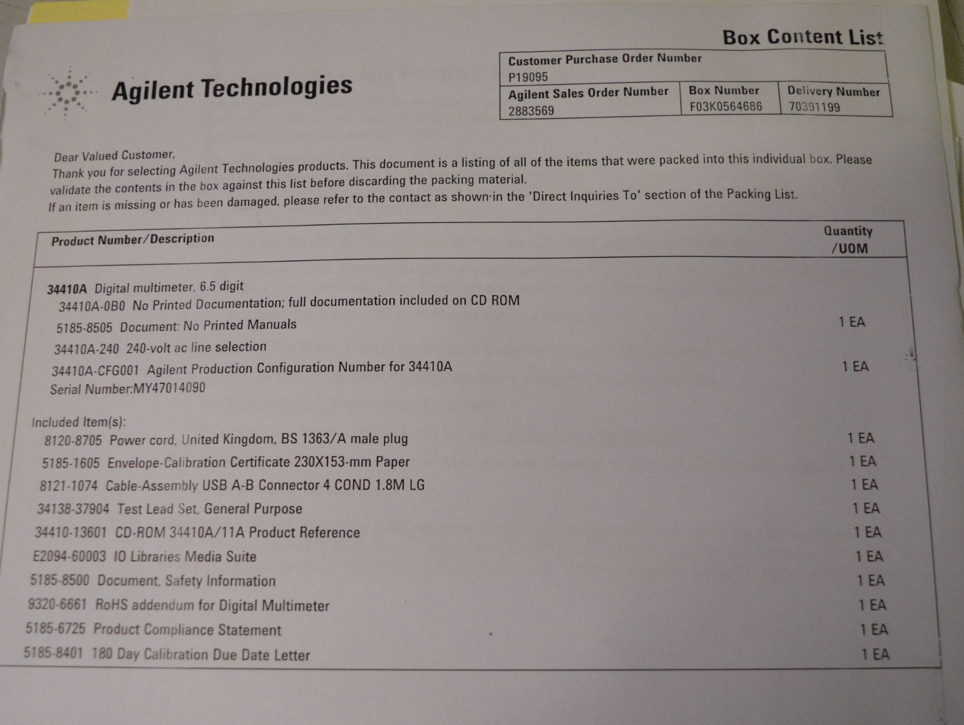 Agilent LXI 34410A 6 1/2 Digit Multimeter - Image 6 of 6