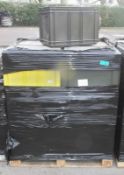 15x Green heavy duty plastic storage Tote Boxes - L 590mm x D 400mm x H 420mm