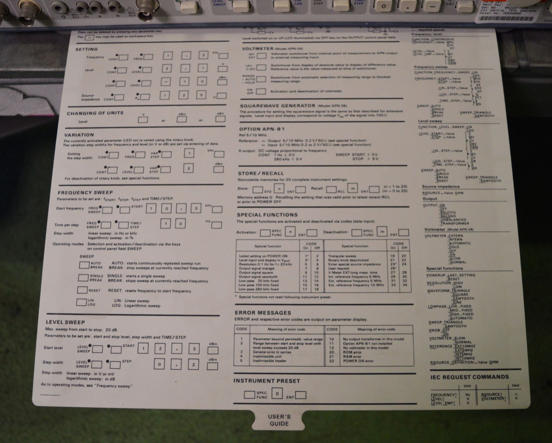 Rohde & Schwarz APN 62 Generator 1 Hz 260kHz - Image 3 of 3