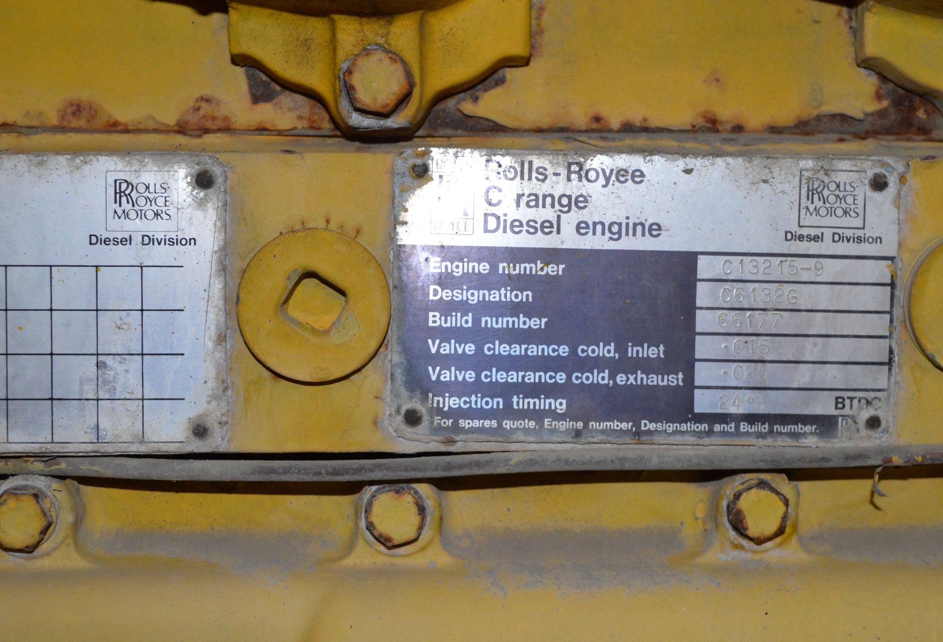 Rolls Royce Generator - diesel engine C range - Engine number C13215 - serial C61326 - bui - Image 11 of 16