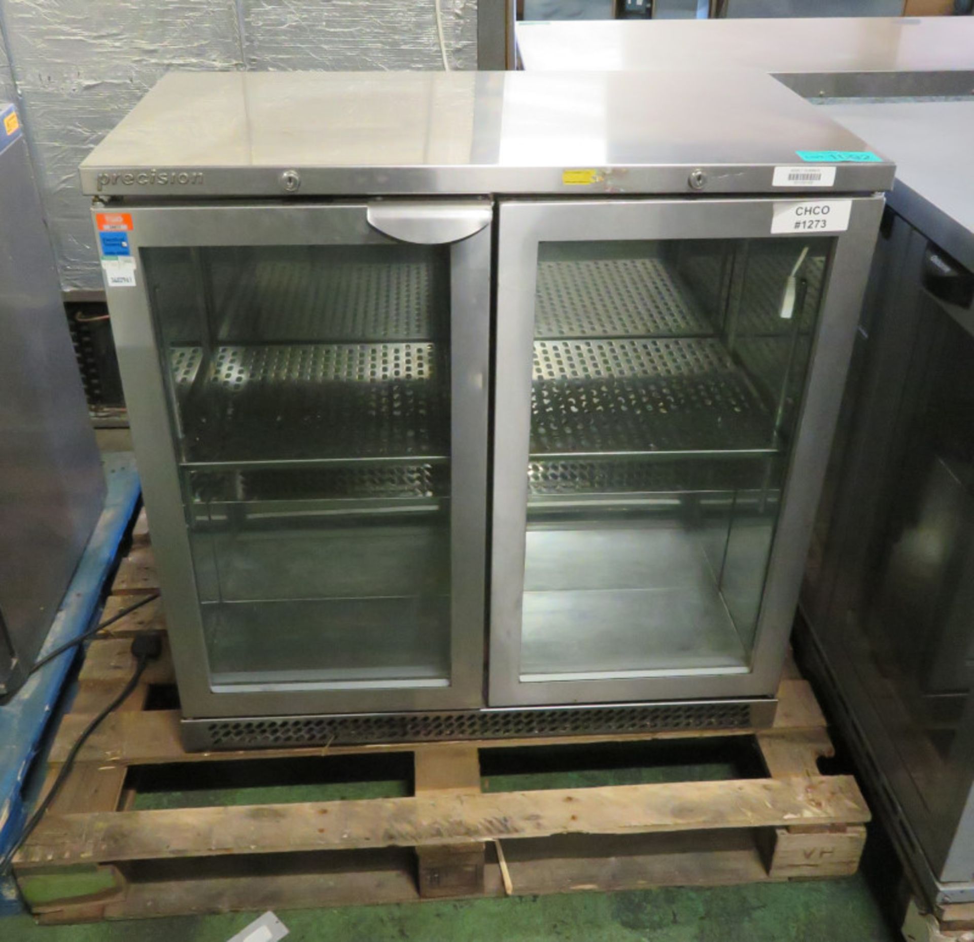 Precision double door glass fronted fridge - 900mm x 500mm x 900mm