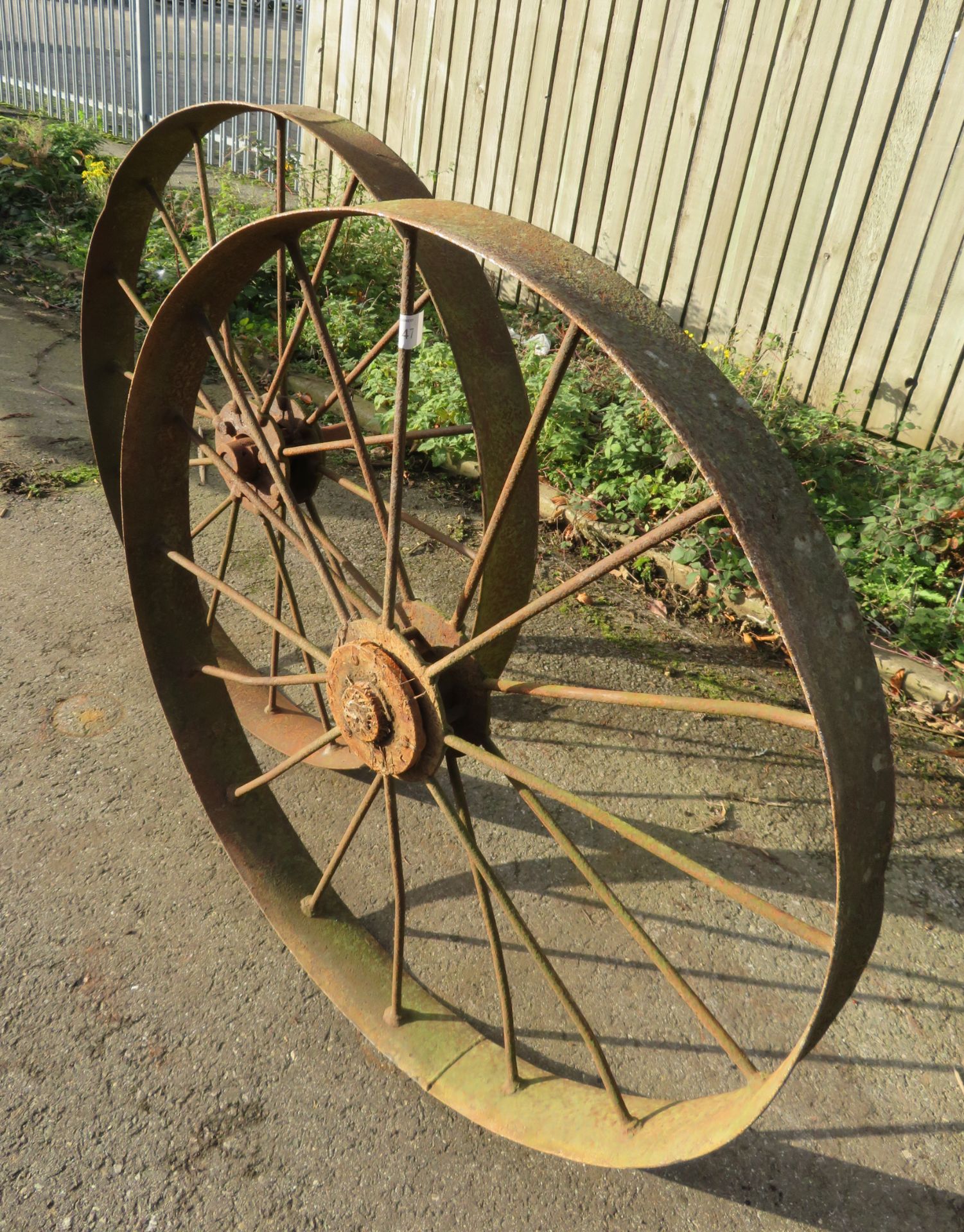 Pair Steel Wheels - Possibly From A Corn Drill - Image 2 of 6