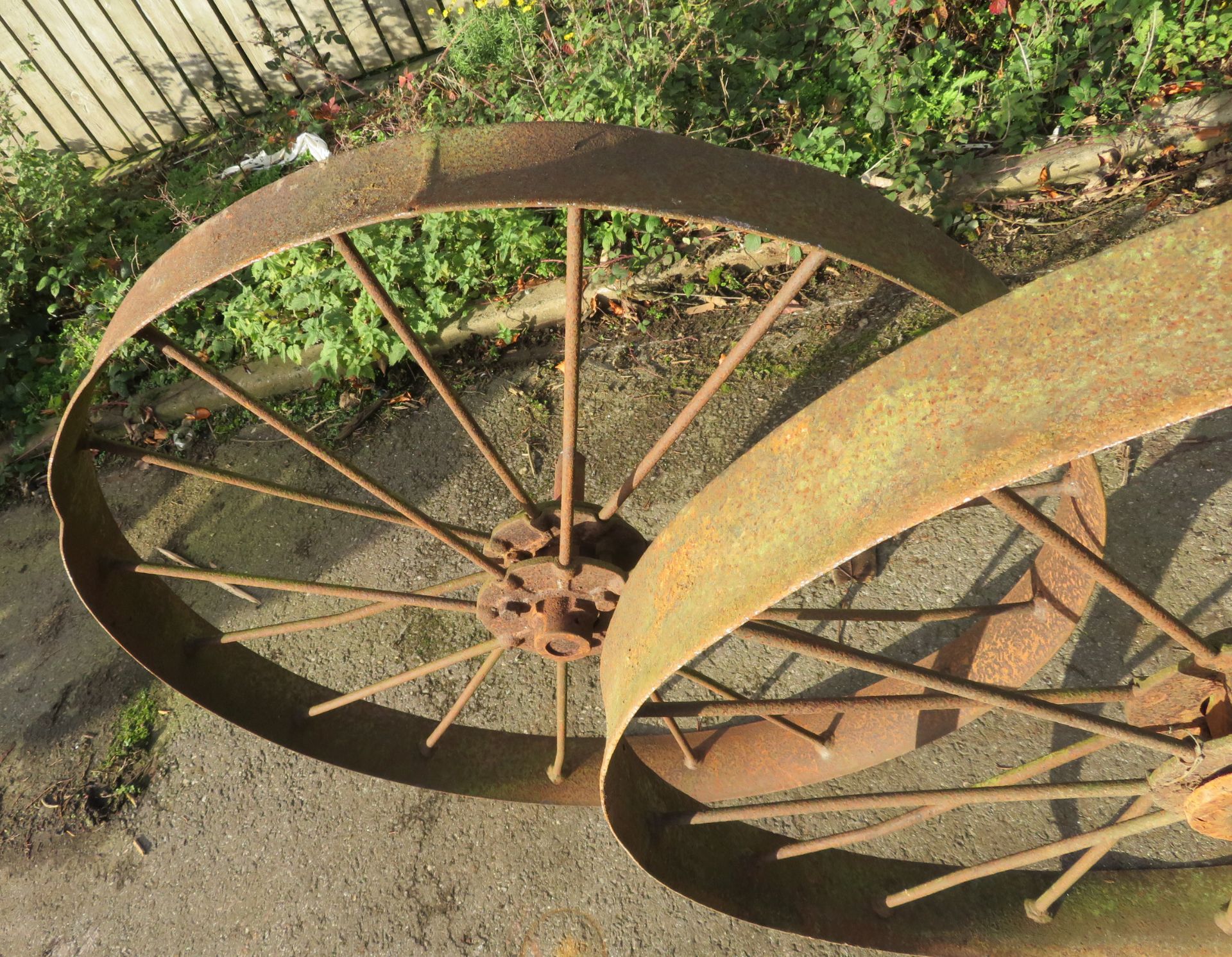 Pair Steel Wheels - Possibly From A Corn Drill - Image 5 of 6