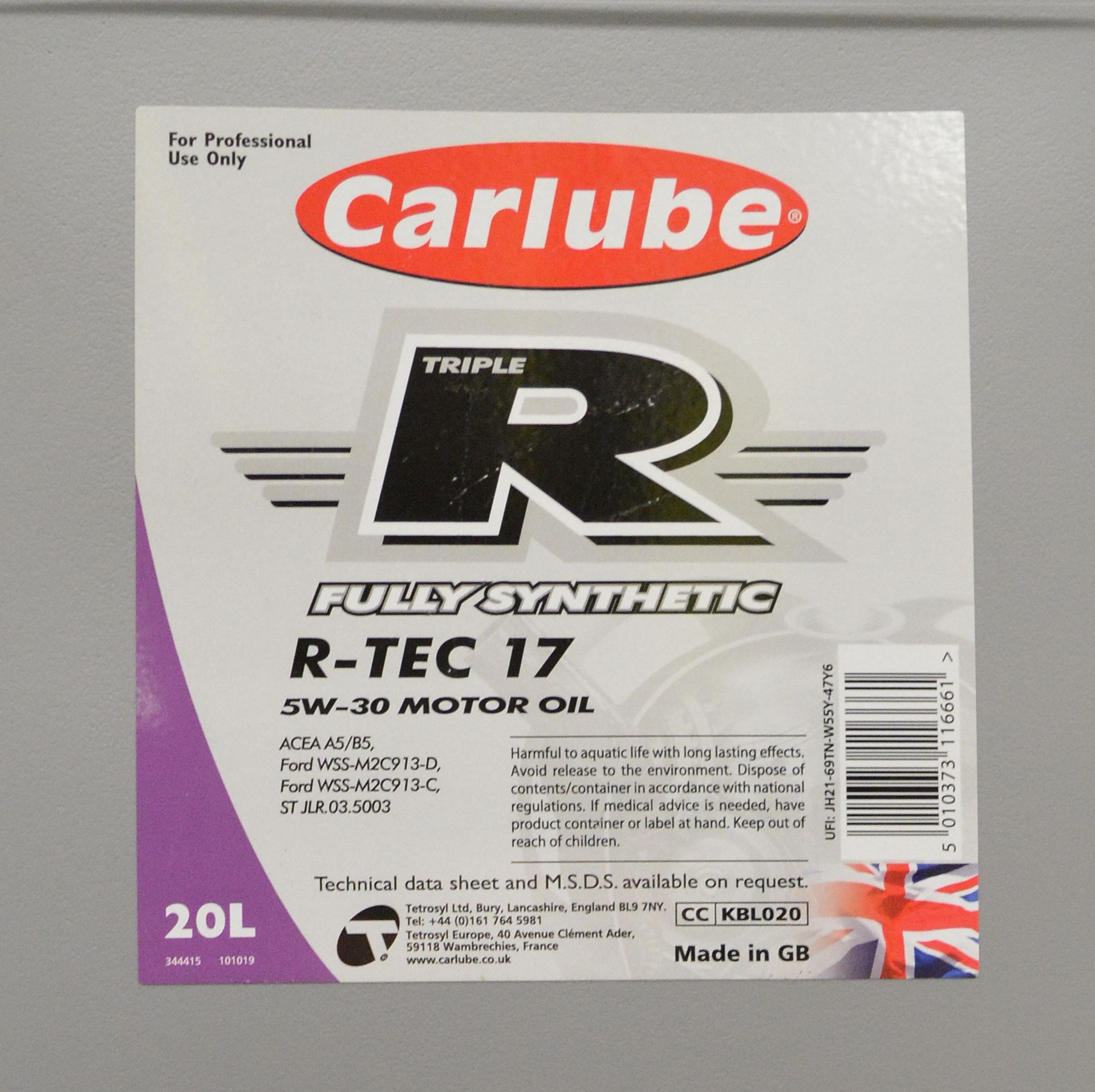 Carlube R fully synthetic R-Tec 17 Motor Oil - 20L - Image 2 of 2