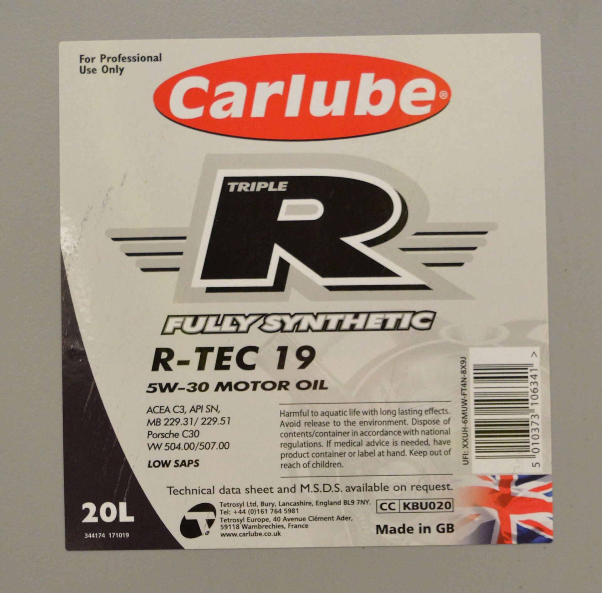 Carlube R fully synthetic R-Tec 19 Motor Oil - 20L - Image 2 of 2