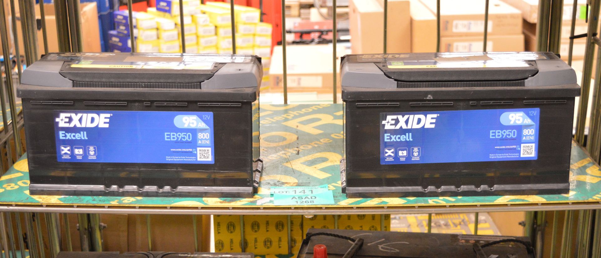 2x Exide Excell EB950 Batteries