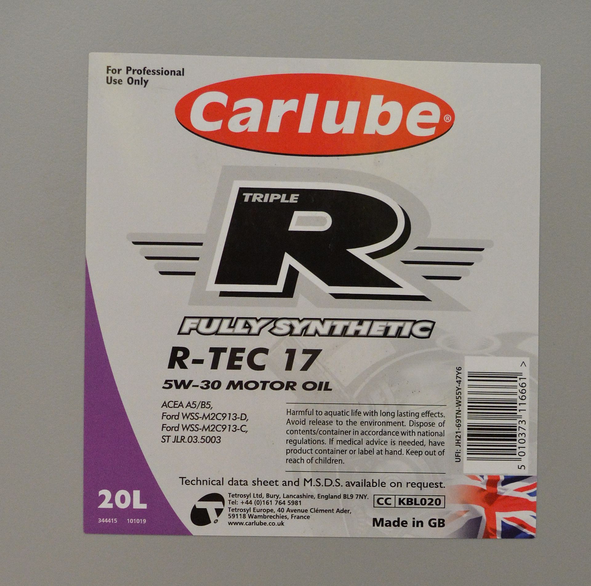 3x Carlube R fully synthetic R-Tec 17 Motor Oil - 20L - Image 2 of 2