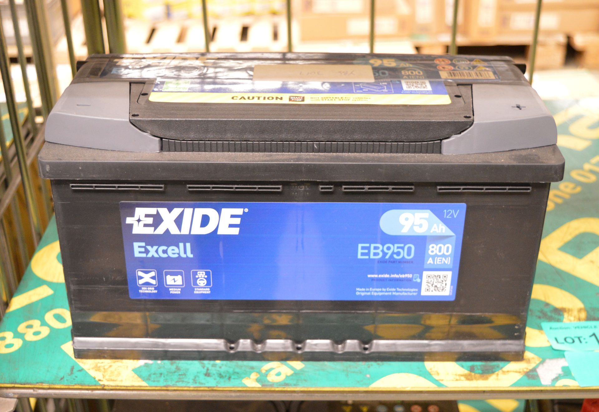 2x Exide Excell EB950 Batteries - Image 2 of 3