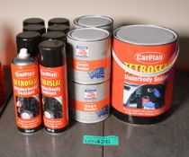 Carplan Tetroseal Underbody Sealant - 8x 500ml spray cans and 1x 4.5kg tin & 4x Tetrosyl Seam Sealer