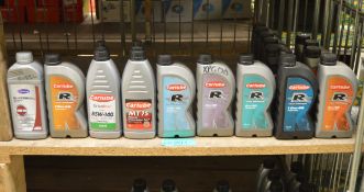 Various bottles of motor oil & transmission fluid - 1 litre bottles